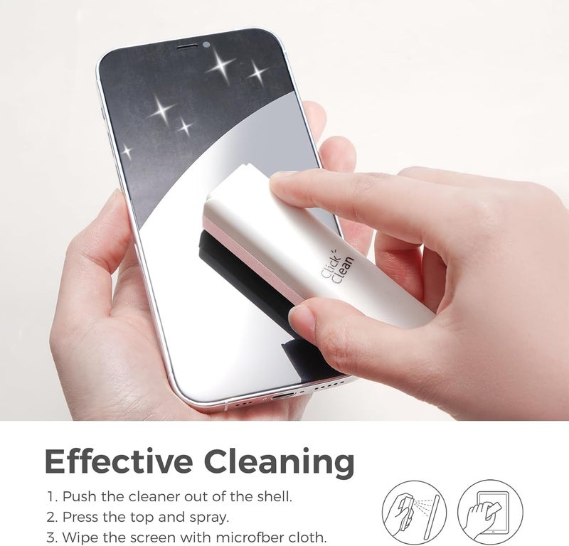 CLICK CLEAN Screen Cleaner, Fingerprint Proof Screen Cleaner Spray, All-in-One Cleaner with Microfiber, Shell and Phone Stand for All Phones, Laptop and Tablet Screens (Pink) - Image 5